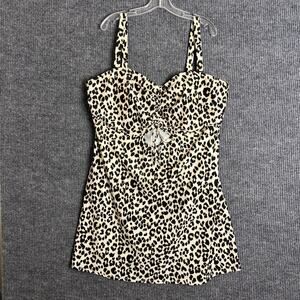 Roatan Womens One Piece Swim Suit Dress Size 4X Animal Print Underwired Ruched